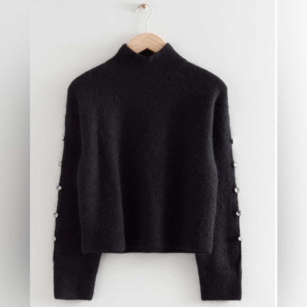 & Other Stories Cropped Rhinestone Embellished Sweater